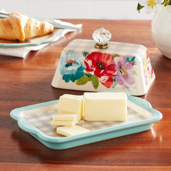 The Pioneer Woman Other - The PIONEER WOMAN Sweet Romance Ceramic Double Stick Blue Butter Dish